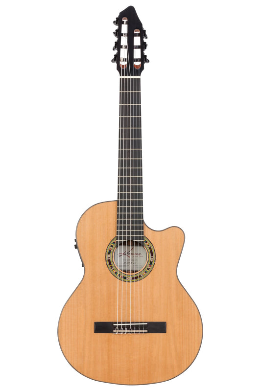 Kremona Fiesta F65CW-7S – Acoustic/Electric 7-String Nylon String Guitar – Handmade in Europe – Deluxe Hardshell Case Included