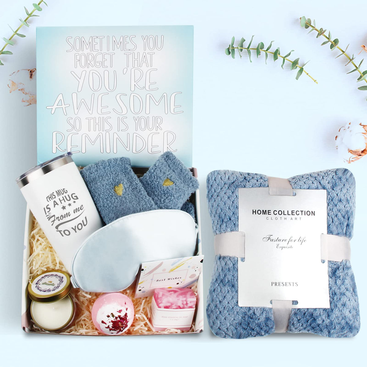 Gifts for Women, Gifts for Mom, Care Package for Women, Relaxing Spa Gift Set, Birthday Baskets, Unique Holiday Gifts Basket for Her, Sister, Mom, Girl Friend, Best Friends