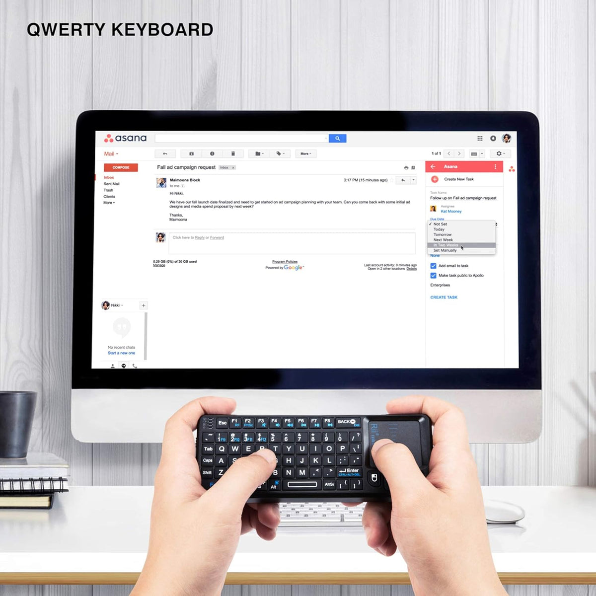 Beastron 2.4G PS3. X1-Black Rii Mini Wireless Keyboard with Touchpad Mouse,Lightweight Portable Controller with USB