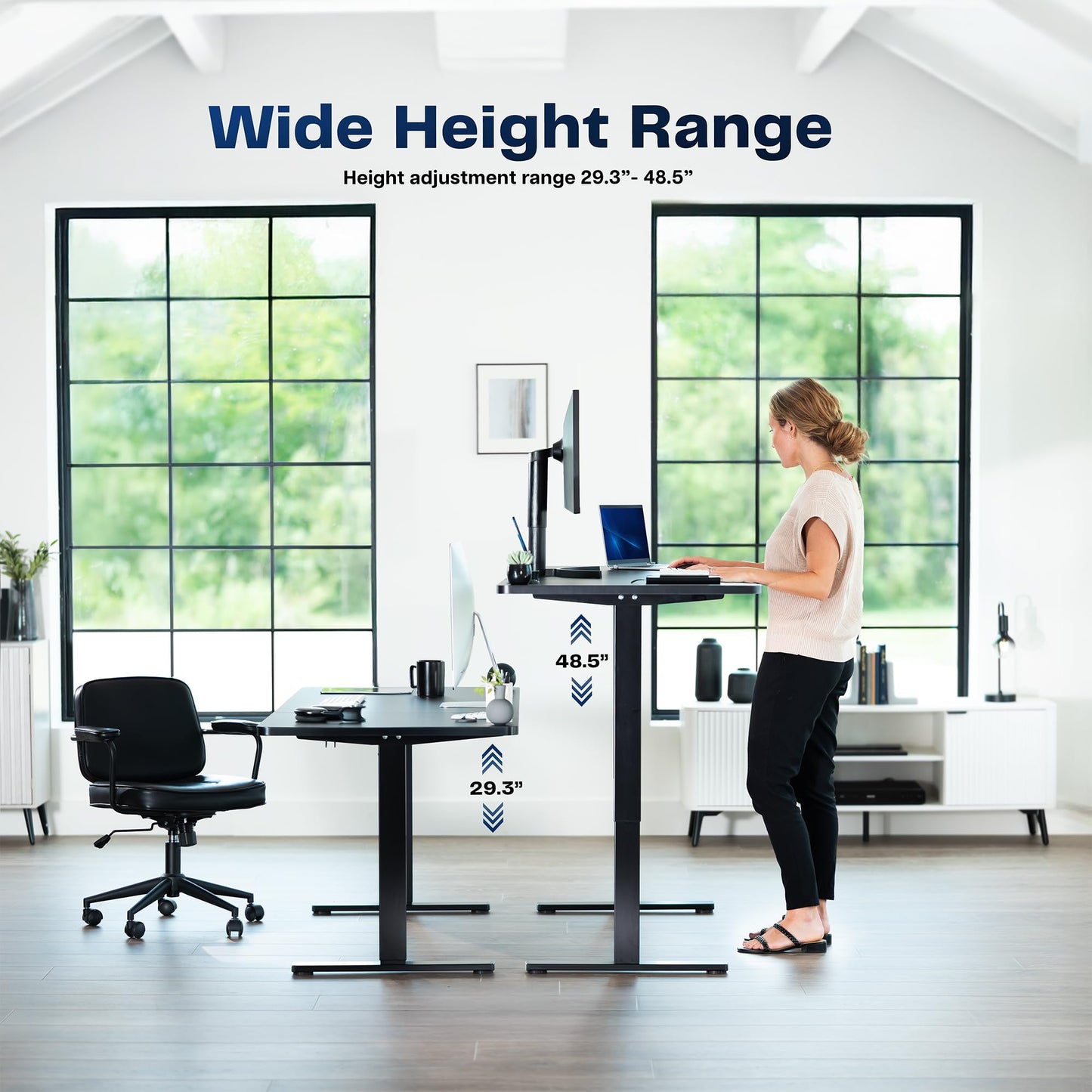 VIVO Electric 60 x 24 in Real Bamboo Standing Desk, Memory Height Adjustment, 1B Series, Holds 220 lbs, One-Piece Top, Black Frame, DESK-KIT-1B6O