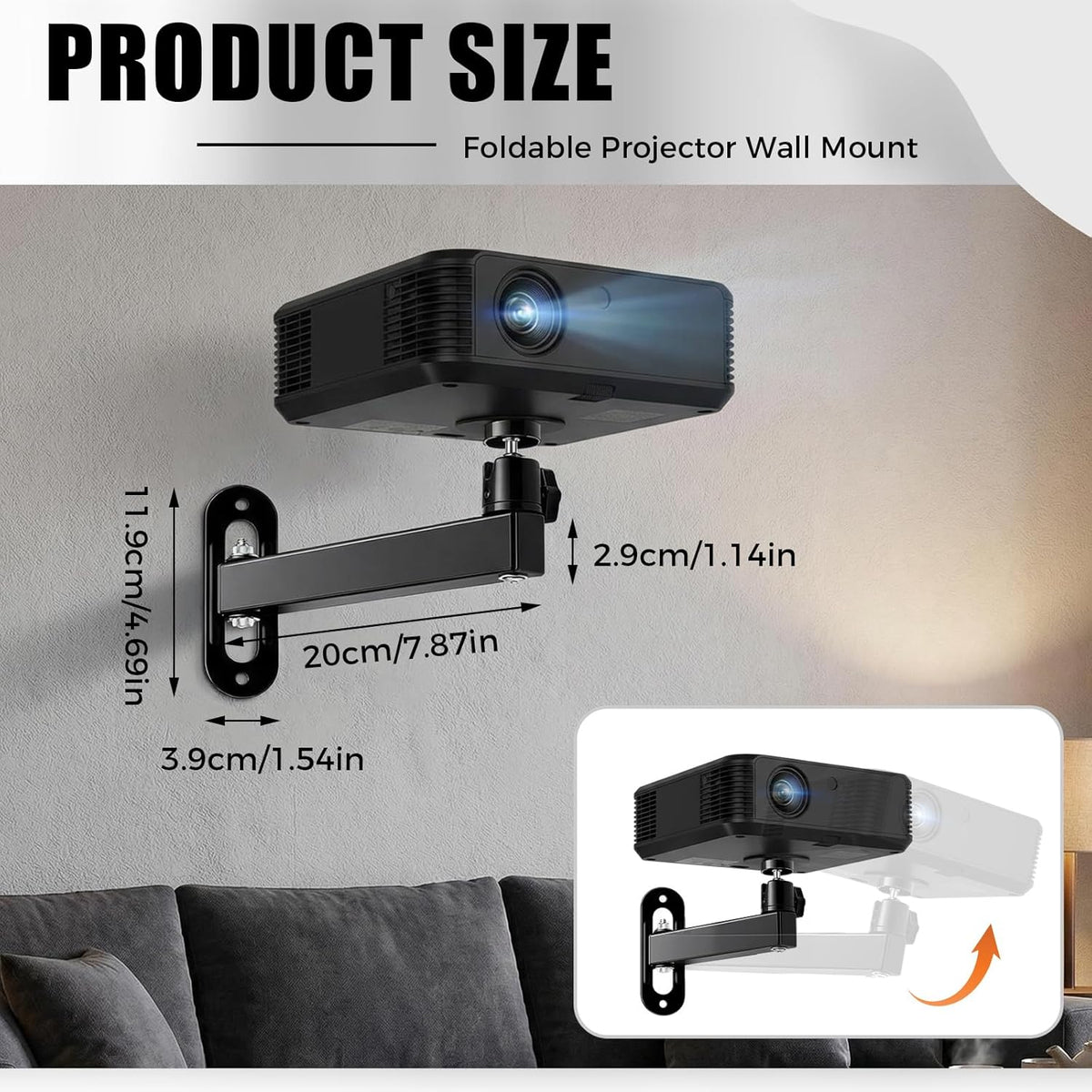 CroBlissful 1/4 Inch 360 Setup Projector Stand, Wall and Mini Ceiling Mount with Thread, Degree Rotation, Adjustable