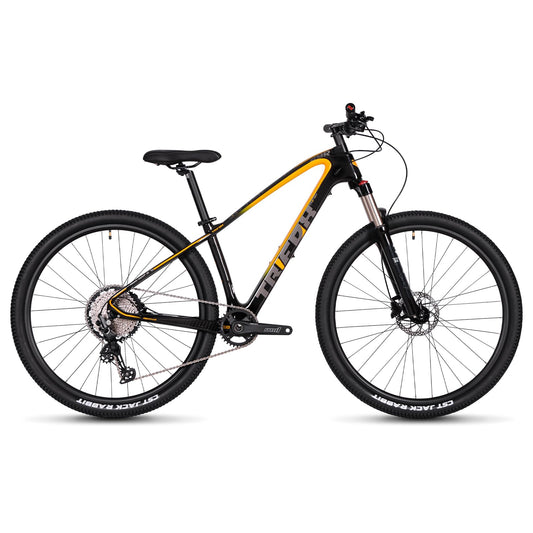 TRIFOX Carbon Fiber Mountain Bike with Shimano M6100 Deore Groupset 12-Speed,Carbon Fiber Frame,Hydraulic Fork 130mm Travel,29er Mountain Bike for Adult 17/19 inch (Obsidian Yellow, 29er * 17 inch)