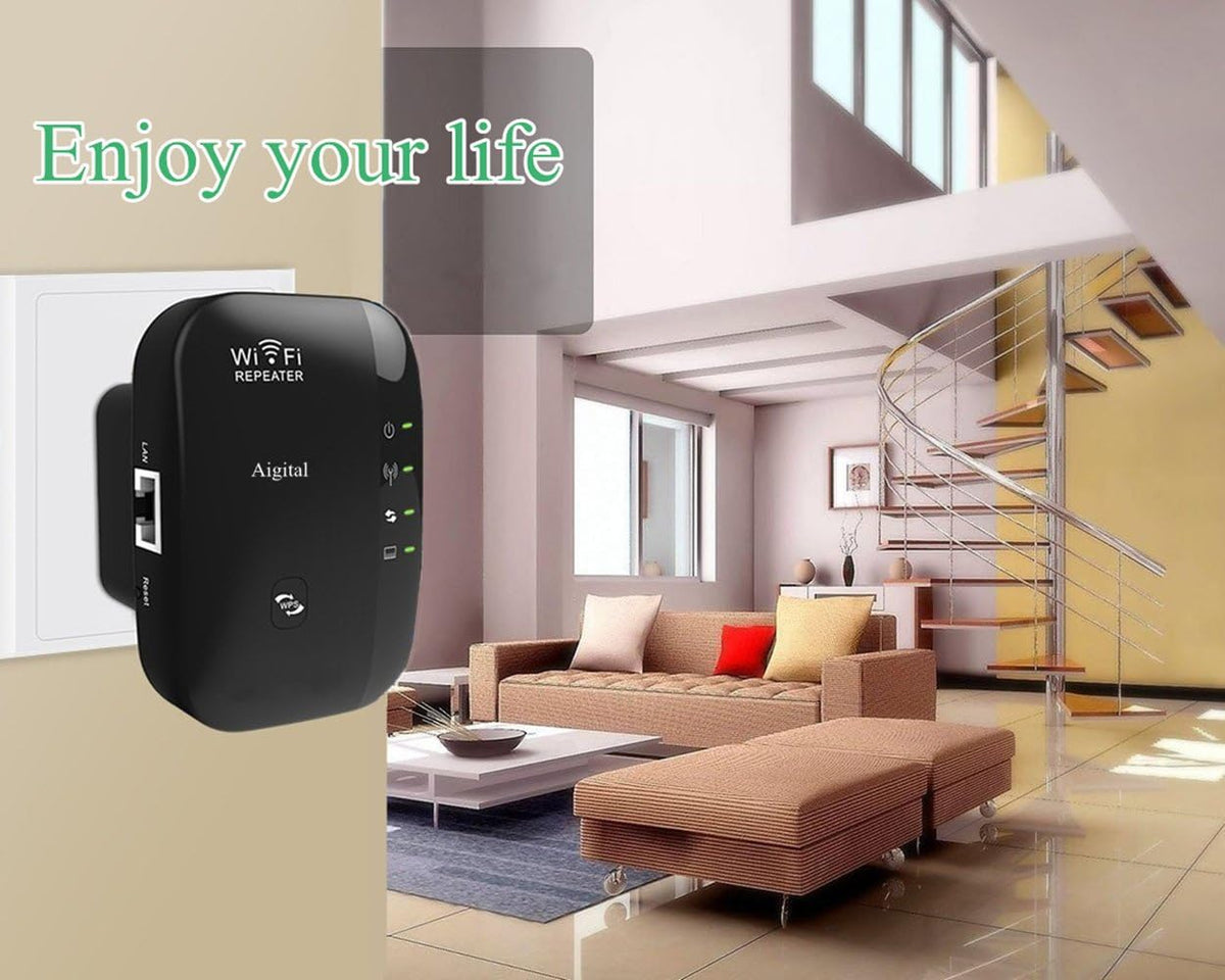 Aigital 300Mbps 2.4GHz Setup WiFi Extender for Home, Wireless Wi-Fi Repeater Super Signal Booster Amplifier