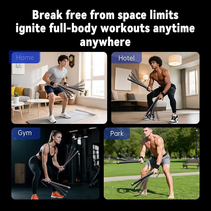 2Pcs Ropeless Battle Ropes for Men & Women - Portable Home Gym Workout Ropes for HIIT, Cardio Training & Strength Exercises (20.63" Compact Design)