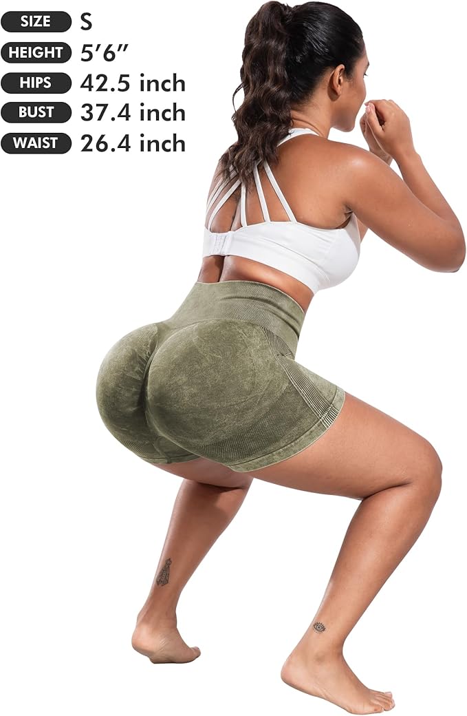 CHRLEISURE Women's 4 Packs Workout Gym Shorts, High Waisted Butt Lifting Scrunch Butt Seamless Booty Shorts