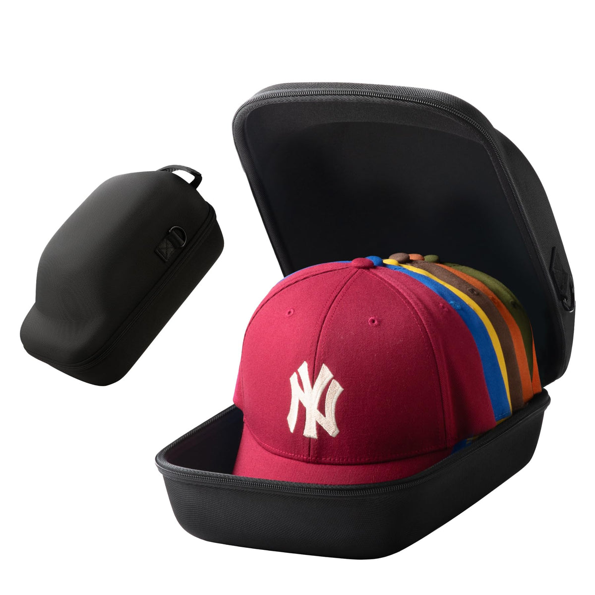 OZUECCR Hard Hat Travel Case – Storage for Baseball Caps with Carrying Handle and Adjustable Shoulder Strap, Hat Organizer Protects up to 6 Hats, for Travel and Home Storage (Black)