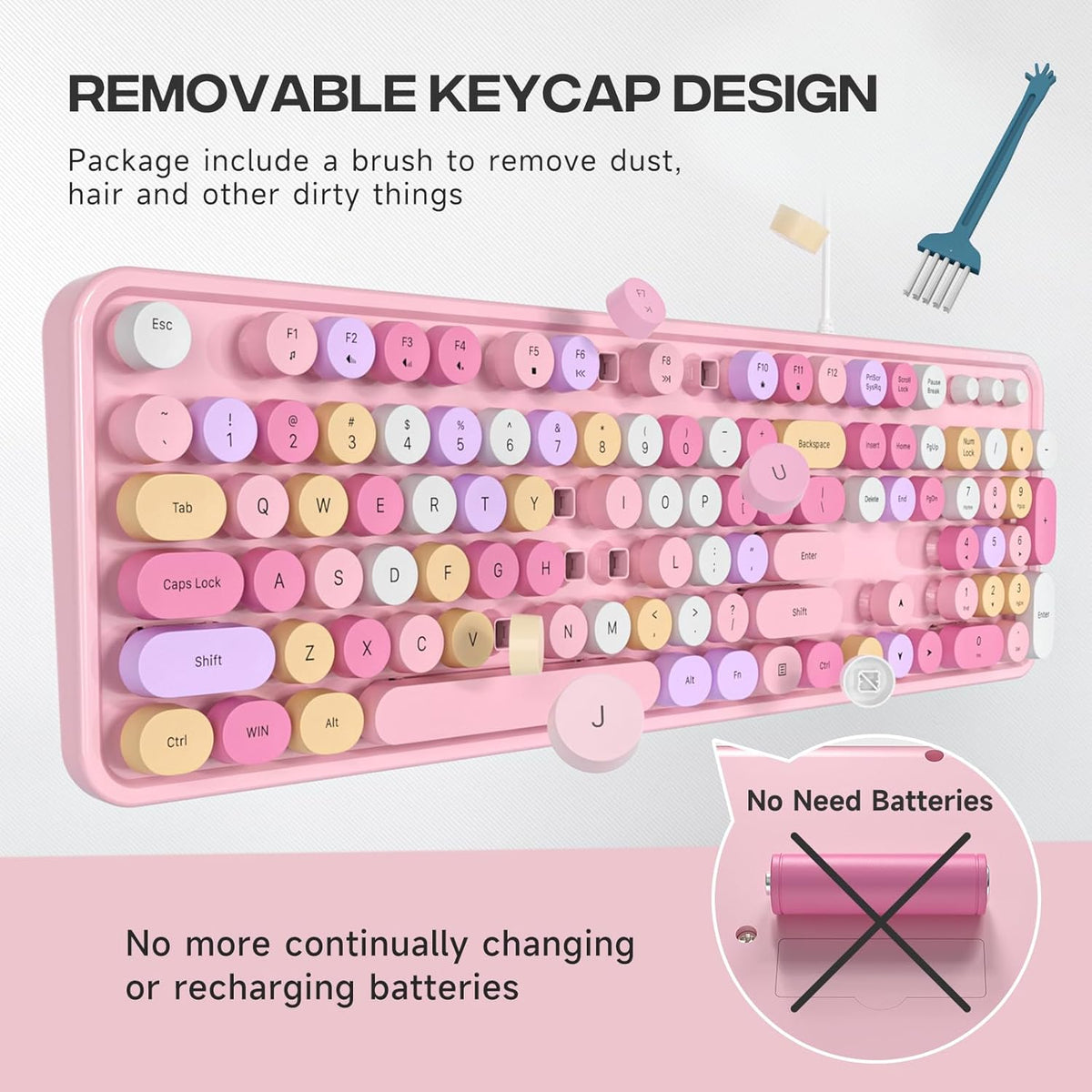 Dilter 104 Wired Keyboard, Keys Full-Sized Typewriter Keyboards, USB Plug and Play Office Keyboard with Number Pad
