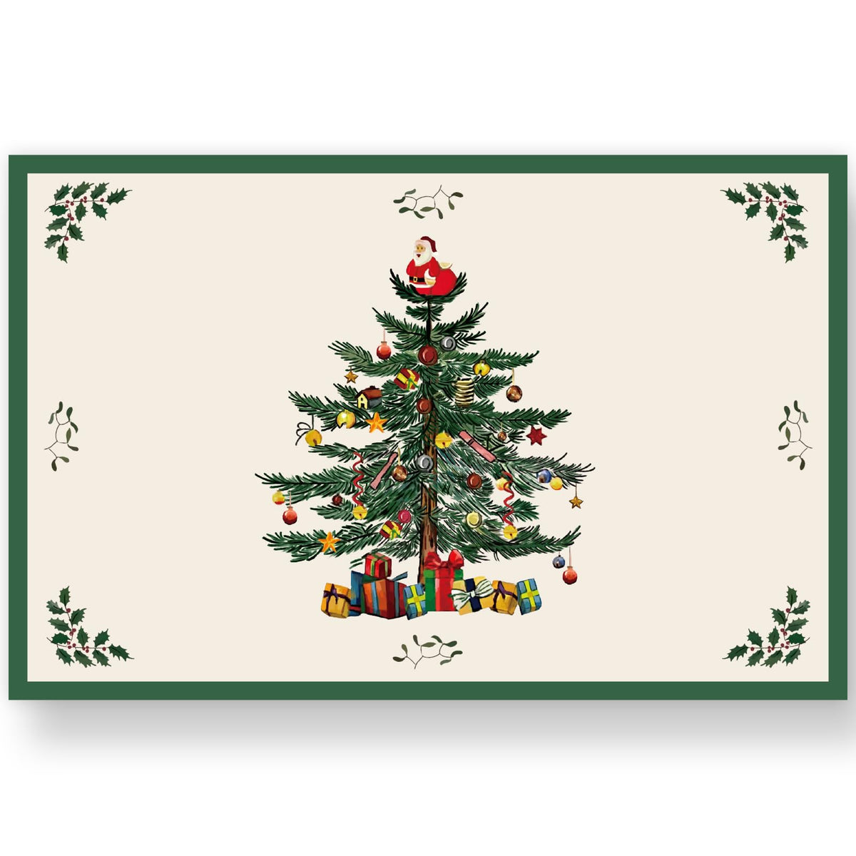 50 Pack Christmas Paper Place Mats Vintage Xmas Tree Gift Box Santa Placemats 11 x 17 Inch Retro Table Mats for Winter Holiday Birthday Dinner Table Setting