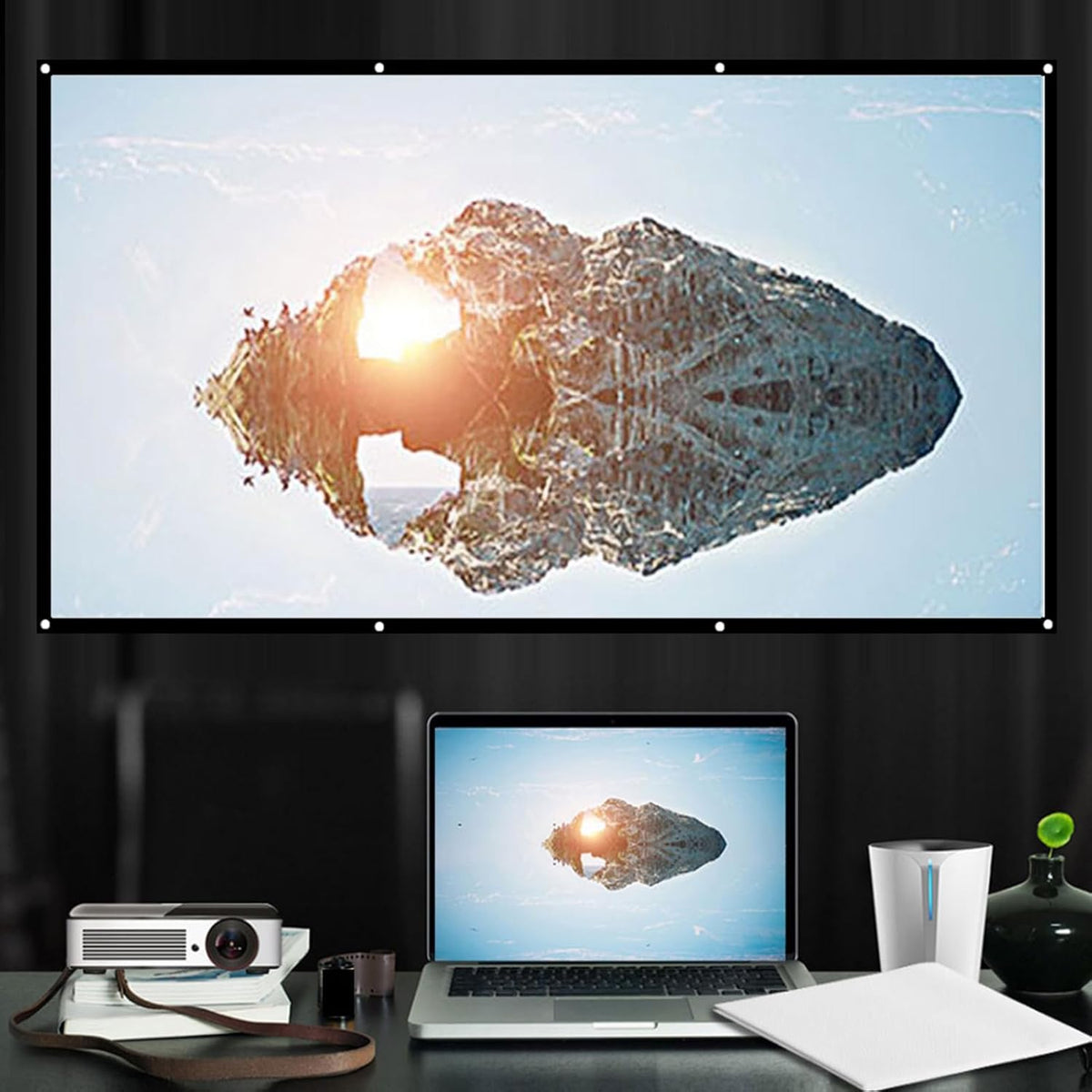 Tbest 120 Inches 16:9 Screen(120 inches) Leinwand Beamer Folie,Projector Screen Thicken Portable Non Crease Soft White