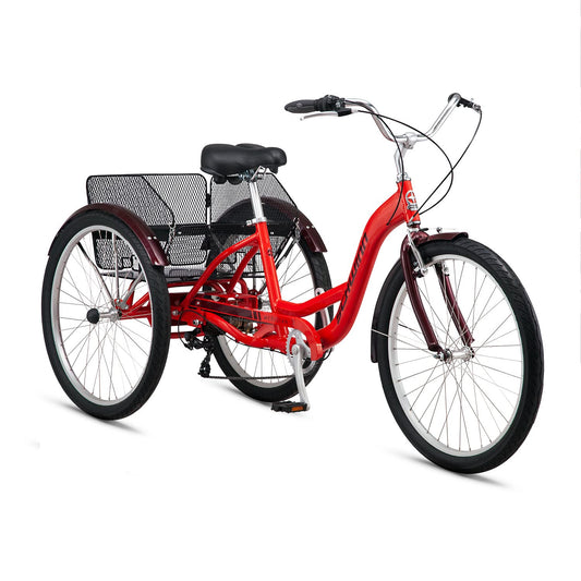 Schwinn Meridian Adult Tricycle, 26 Inch Bike for Women and Men, 7-Speed Adult Trike, Low Step-Through Frame, Springer Cruiser Seat, Upright Riding Position, Bike with Basket, Tricycle for Adults