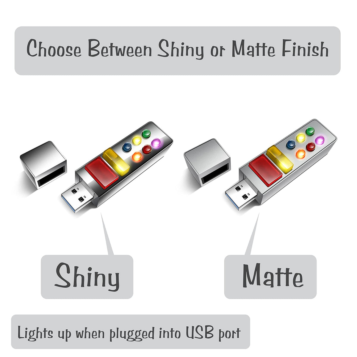 Retro USB Light Up Memory Stick, Flash Drive w/LED 1950's Retro Sci-fi Space Age Action and Totally Cool Storage/Gift Box (Matte Finish)