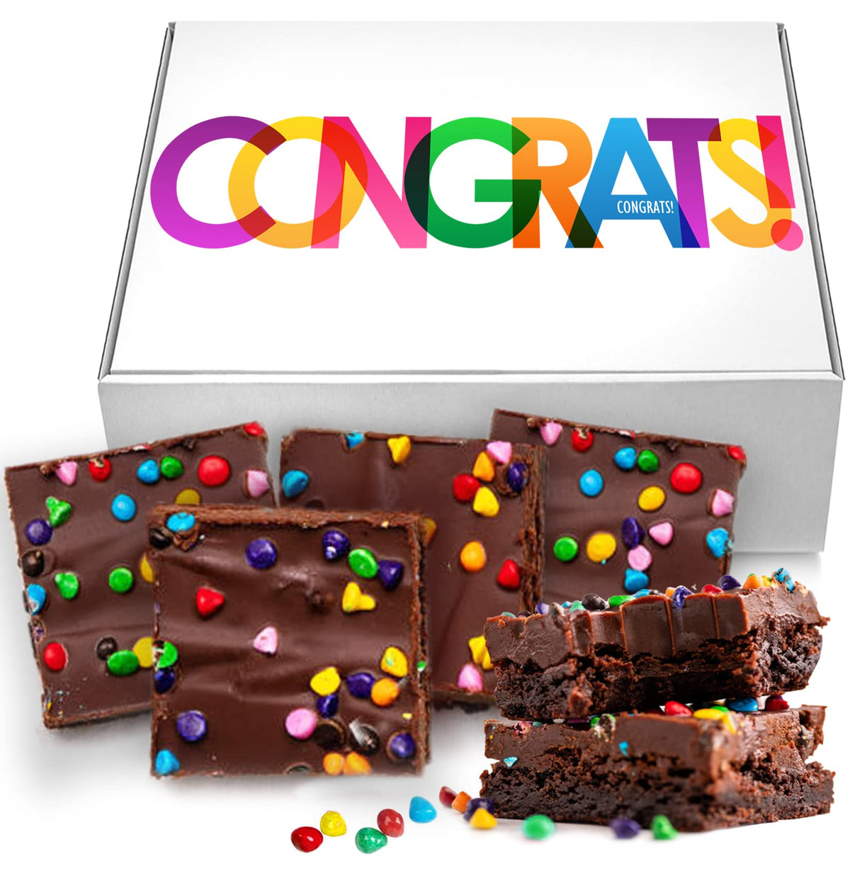 Congrats Brownies Gift Basket Chocolate Brownies Congratulations Large Food Gift Individually Wrapped For Men Women Package | Nut Free | Kosher