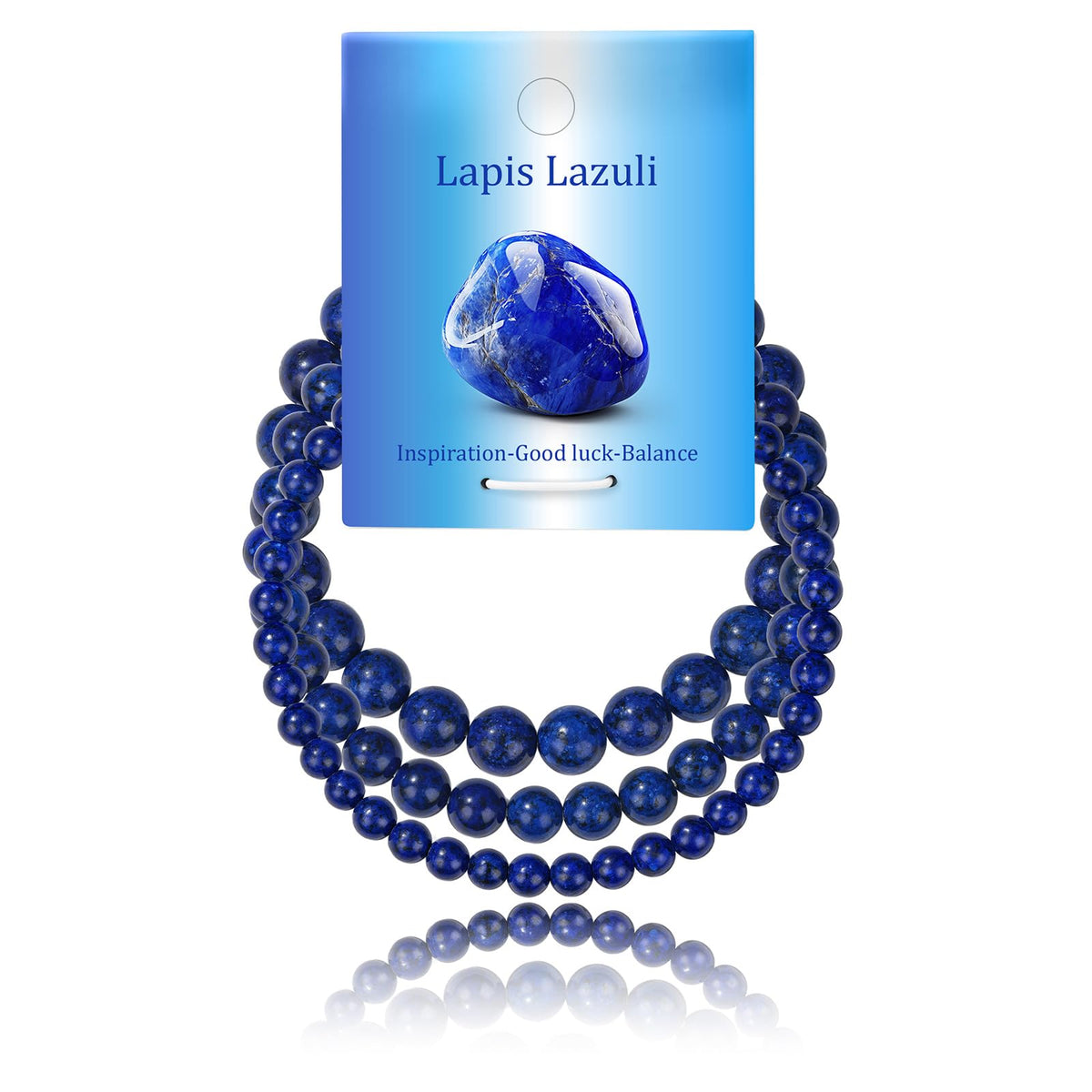 Bolinailo 3Pcs Natural Healing Crystal Bracelets for Women Men, 4mm 6mm 8mm Beaded Stretch Bracelet Set, Lapis Lazuli Natural Stone Gemstone Jewelry Gifts for Meditation, Reiki & Yoga