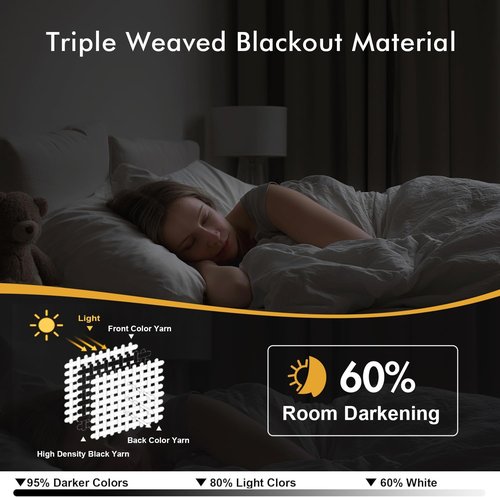 MIULEE Birch Blackout Curtains - Thermal Insulated Room Darkening Drapes | 54-Inch Length, 2 Panels