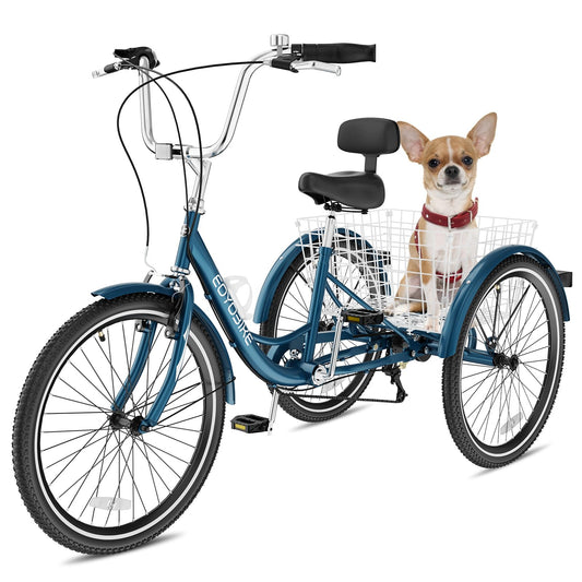 NAIZEA Adult Tricycle, 7 Speed Three Wheel Cruiser Bike, 20/24/26 inch Adult Trikes 3 Wheel Bikes with Large Basket for Seniors, Adults, Women, Men, Multiple Colors
