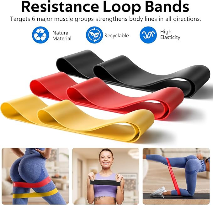 7 in1 Foam Roller Set for Deep Tissue Muscle Massager - High Density Back Roller, Muscle Roller Stick, Resistance Bands, Foot Massage Ball, Stretching Strap for Exercise, Whole Body Physical Therapy