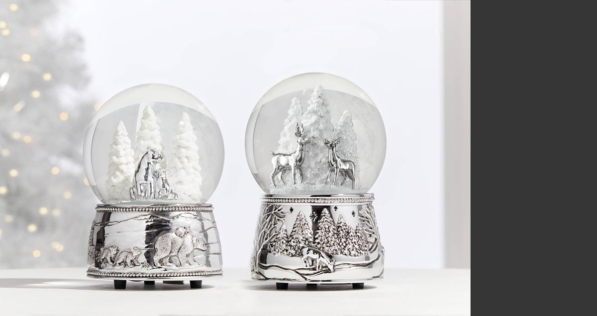 Reed & Barton Musical Snow Globe - North Pole Bound Polar Bears | Silver-Plated Winter Decor (1 Piece)