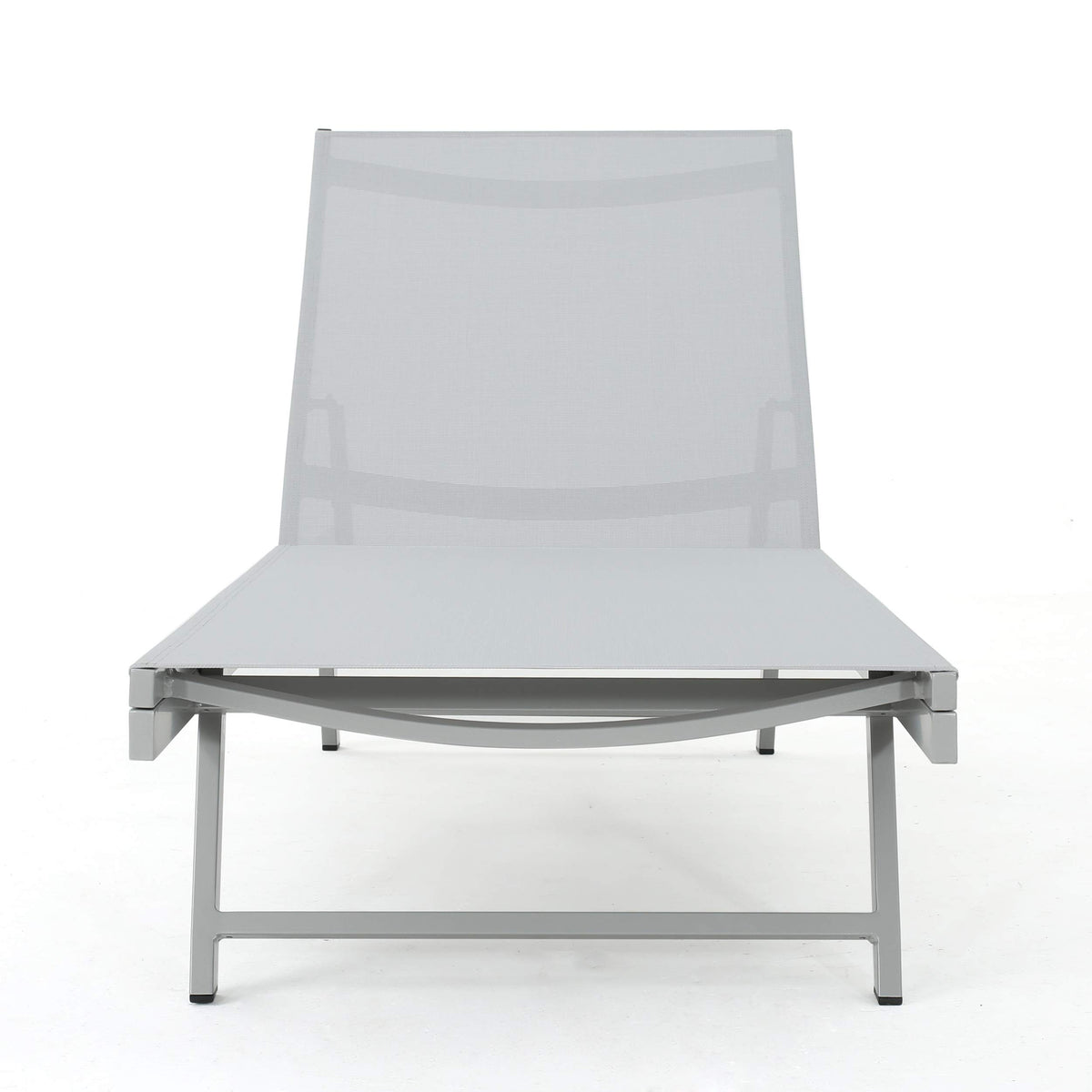 GDFStudio Allen Outdoor Gry Mesh Chaise Lounge with Aluminum Frame (Set of 2)