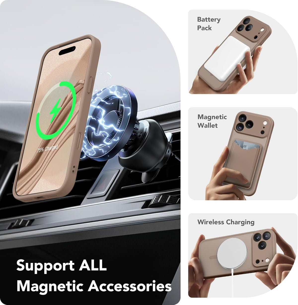 CAPRARO 17 Magnetic for iPhone Pro Case, Upgraded [Full Camera Protection] [Compatible with MagSafe] Protective