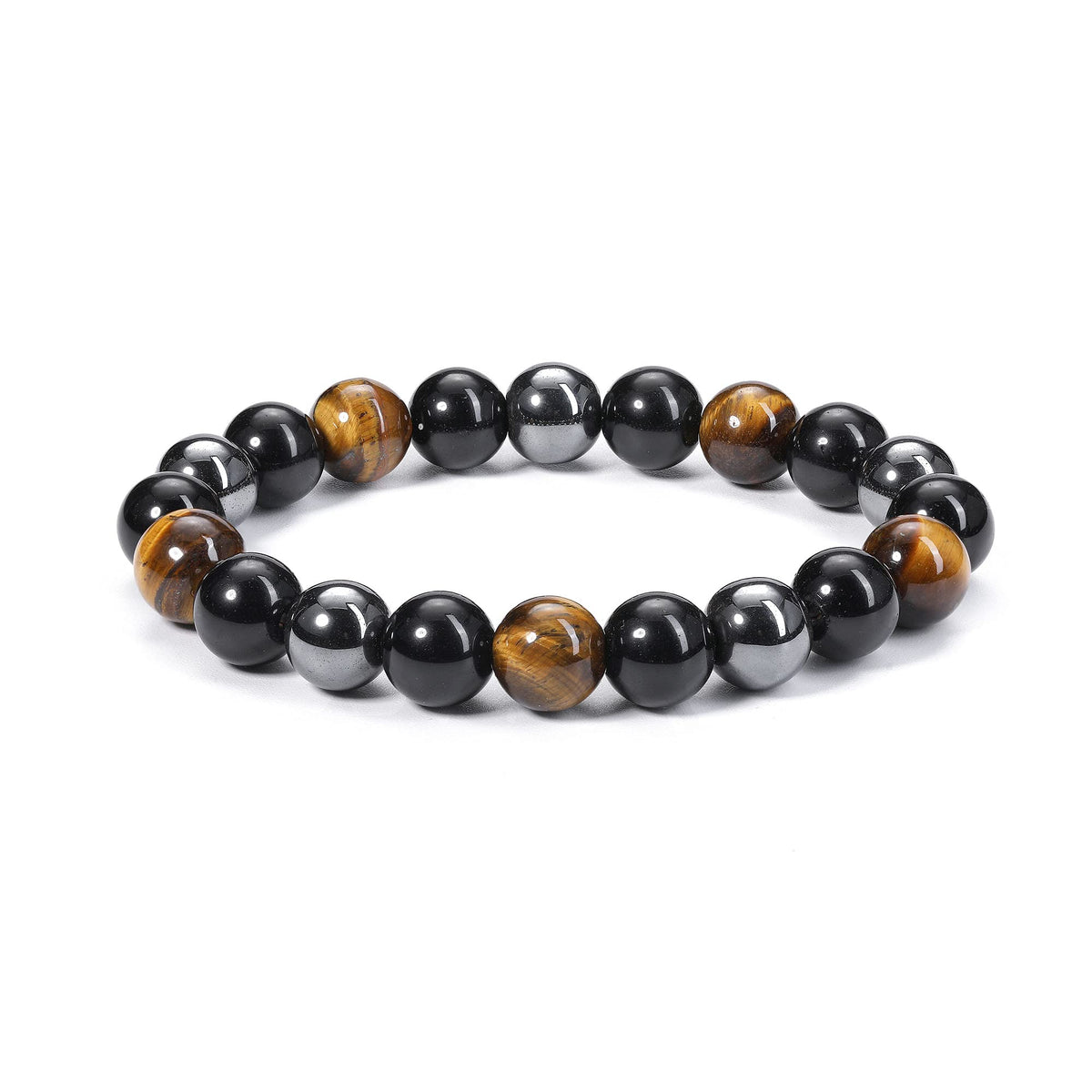Jovivi 2 Pcs Hematite Black Obsidian Tiger Eye Stone Bracelets for Men Women 10mm Natural Round Gemstone Beads Beaded Healing Crystal Bracelet for Protection, Good Luck