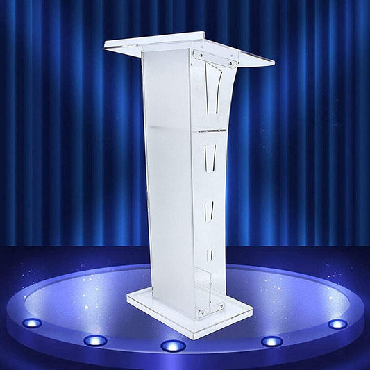Lectern Podium Stand, Podium Acrylic Lectern Pulpit Clear Podium Multi-Color Led Transparent Podium Stand, Podium with Remote Control, Modern Podium for Church Wedding School, Host Stage Podium Stand