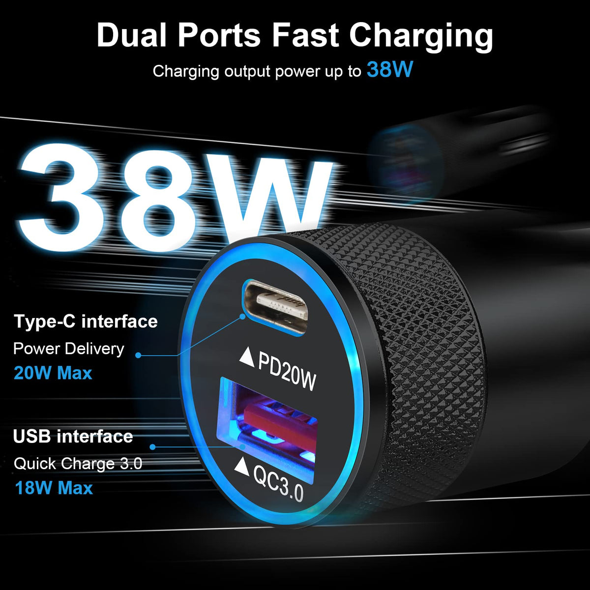 Type C Charger Fast Charging Block for Samsung Galaxy S25, A15 5G,A16,A55,A35,A14,A13,A25,S24 S23 FE,A03s,A53,Z Fold6,20W PD 3.0 USB C Wall Charger 38W Car Adapter+2 PCS Android 6ft USB C-to-C Cable