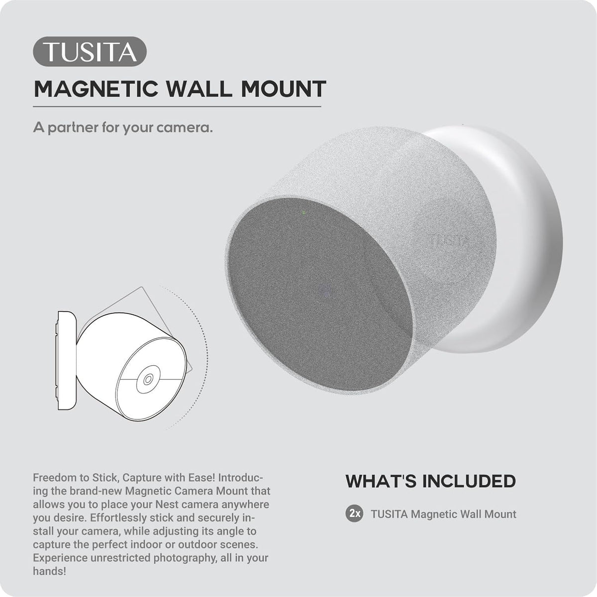 2nd 2-Pack TUSITA Magnetic Wall Mounts Compatible with Google Nest Cam Outdoor or Indoor Generation Cameras