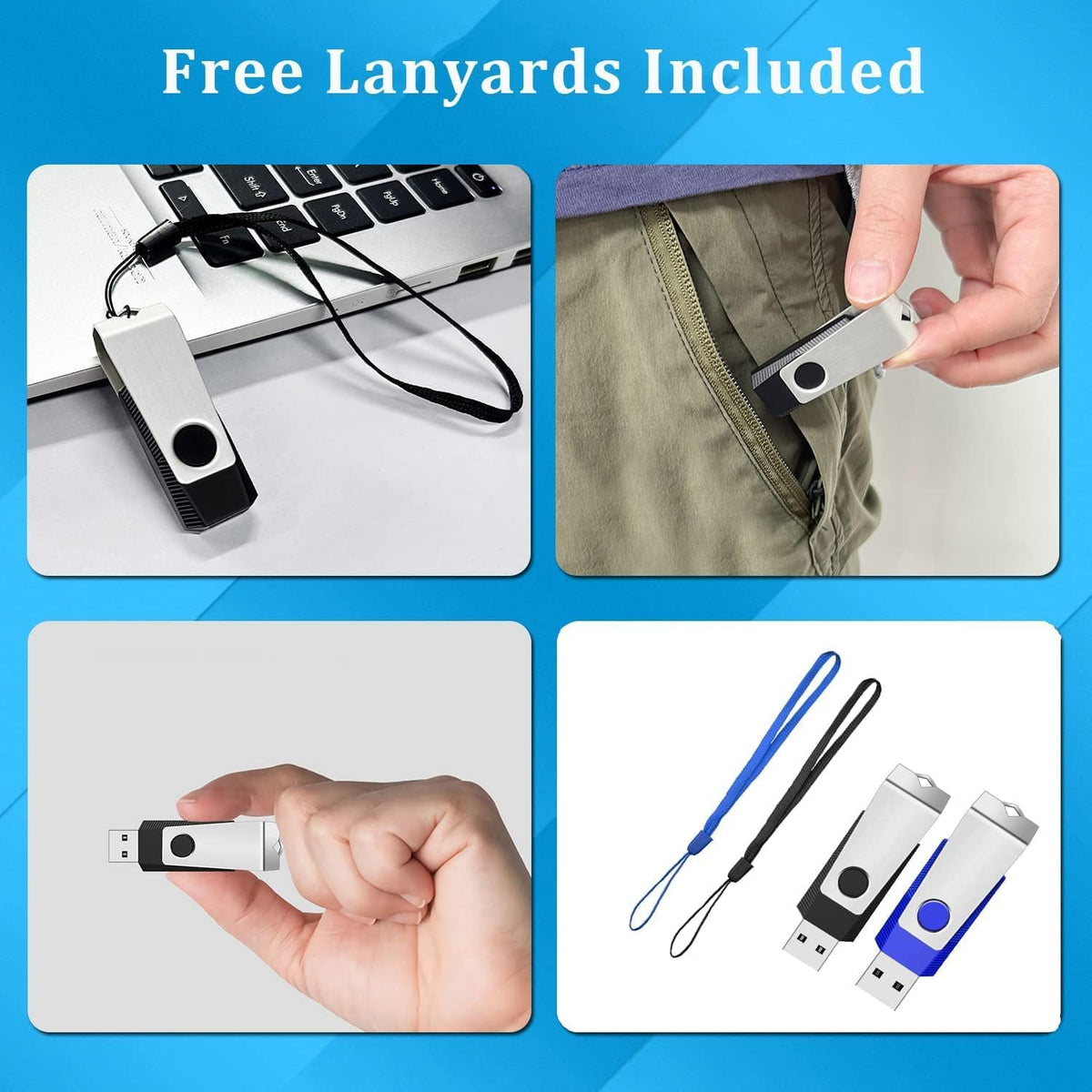 Wooolken 1GB 2.0 2 Pack Backup(1G, 2 USB Flash Drive Thumb Drives Jump Pen Drive Memory Stick with LED Light