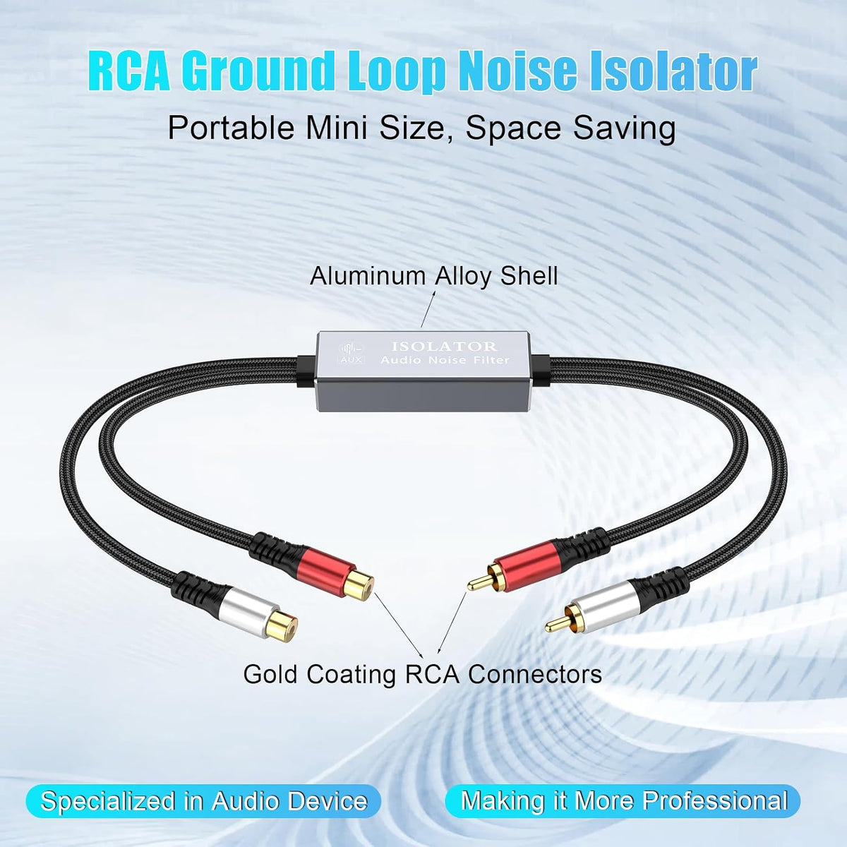 TEKERA RCA Ground Loop Isolator - Audio Filter with Dual Channel, Amplifier Noise Filter for Car Audio/Home Stereo