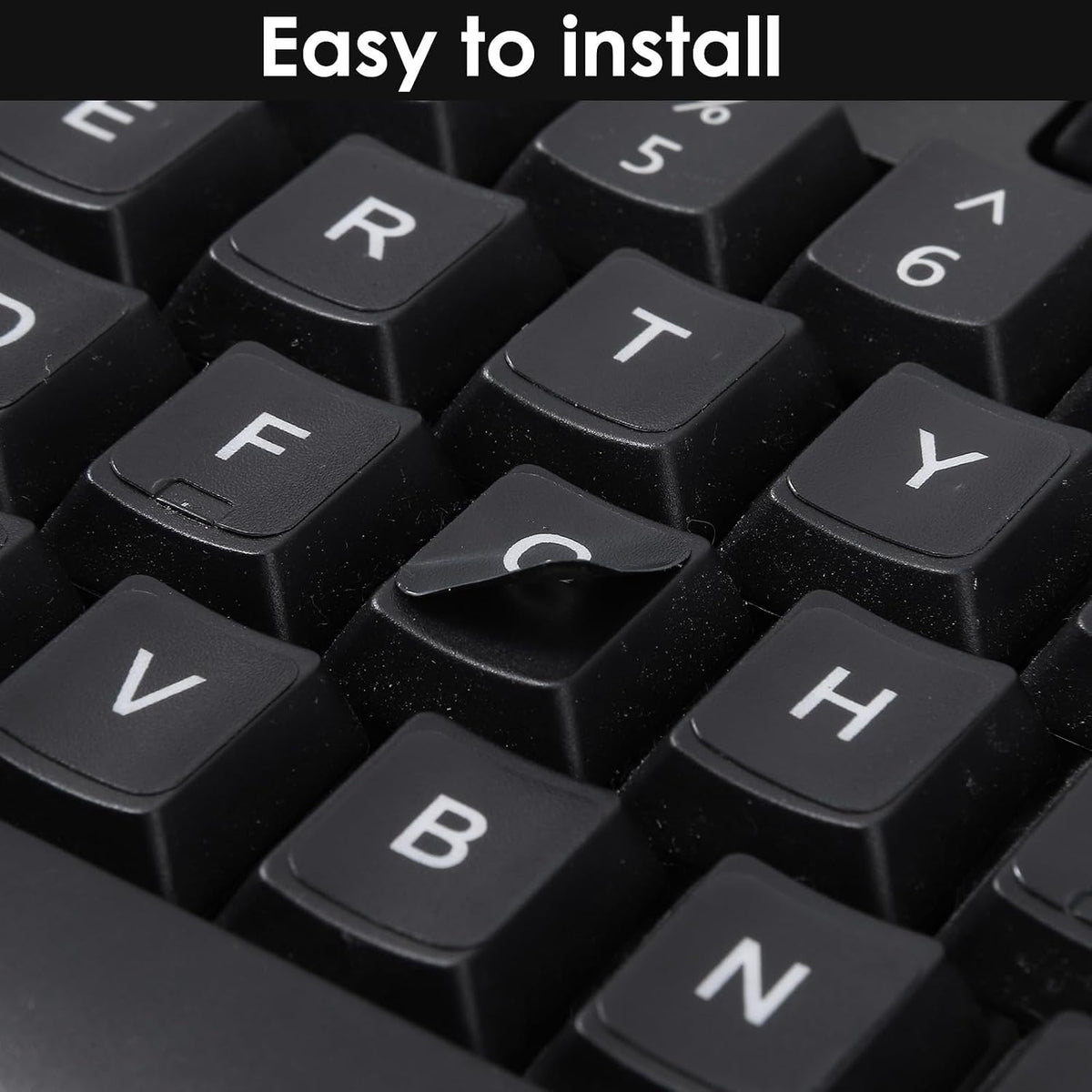 Xinjoduz 4 PCS Universal English Keyboard Letter Stickers, Black Background with White Lettering, Keyboard Stickers