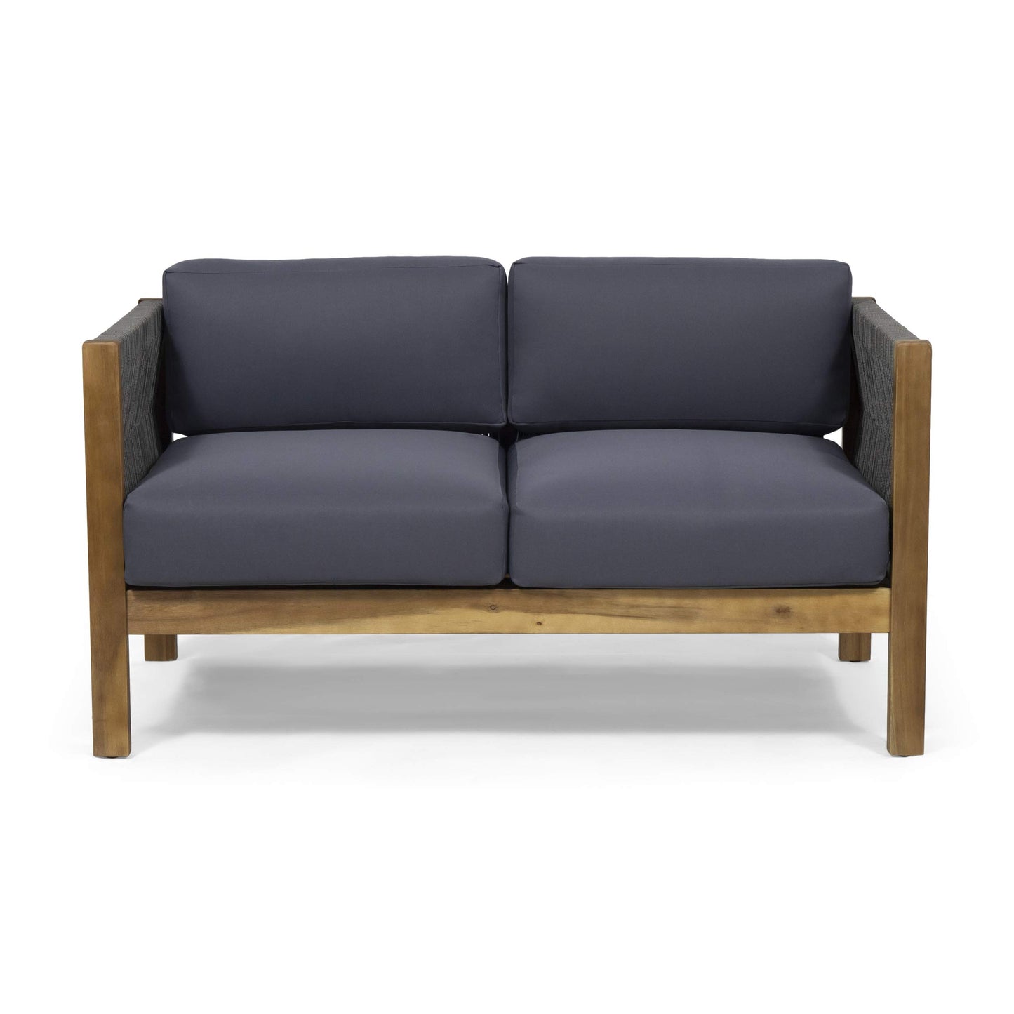 Christopher Knight Home Laurel Modern Outdoor Loveseat Set, Teak and Gray