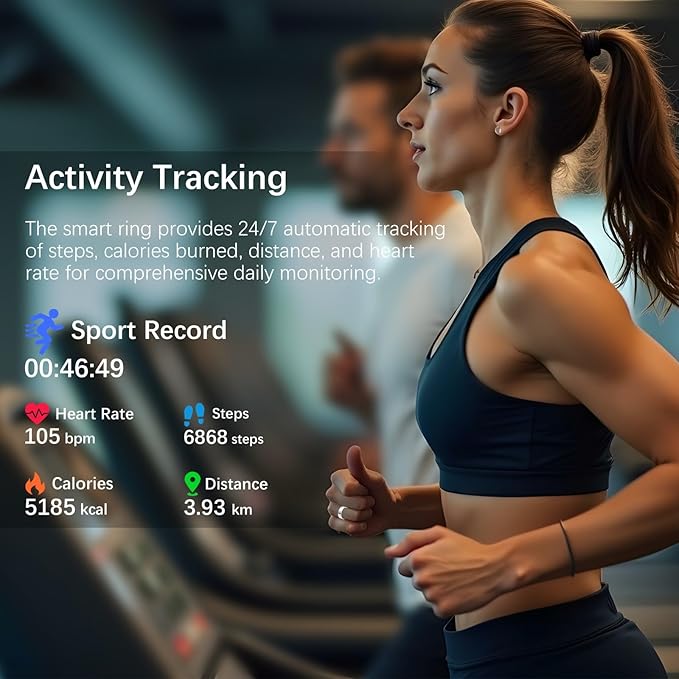 Smart Health Ring for Women Men, Fitness Tracker Ring with Heart Rate, Blood Oxygen, Sleep Tracker, Step Tracker, No Subscription Fee, IP68 Waterproof Smart Ring for iPhone & Android (Silver, 13#)