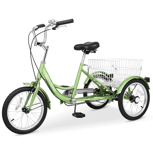 H&ZT Adult Tricycle, 3 Wheeled Bike, Trike Cruiser Bike, with 7-Speed Gear, Parking Brake Handle, Low Step, Large Rear Basket, Elderly Friendly, for Men, Women, and Teens