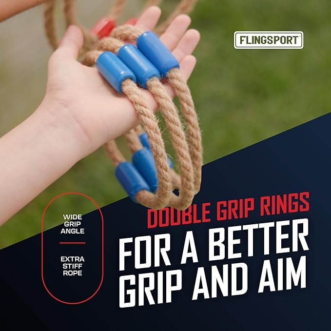 Ring Toss Game, Incl. 6 Double Beaded Rings & Carry Case Outdoor Lawn Games for Kids, Adults & Family, Backyard Camping Sports Activities, Best Party Gifts for Teens, Boys & Girls Ages 8-12+ Years Old