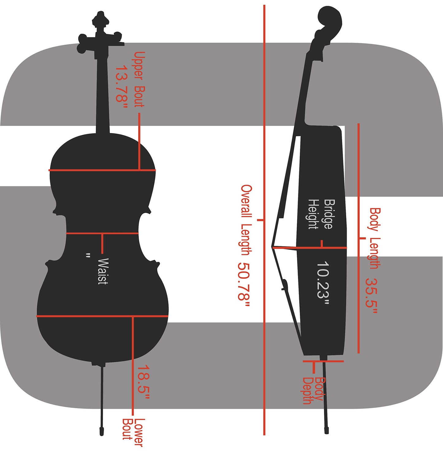 Crossrock Lightweight Cello Case for 4/4 Full Size Cello with Dense Foam in Grey (CRP200CEFGY)