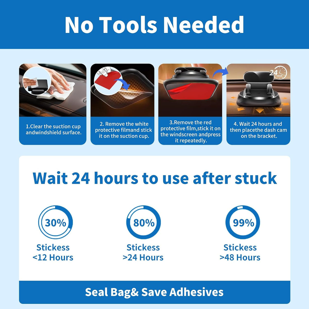 Suplogico 10 60% Pcs Double Sided Tape for Dash Cam - Ultra Heat Resistant Adhesive Pads for Windshield, Dashboard