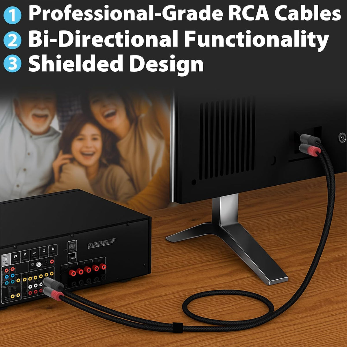 2RCA 2 3.3ft Cyberguys! RCA Audio Cable, to RCA Cables Car Audio Male to Male, Shielded Cables with Braided Jacket