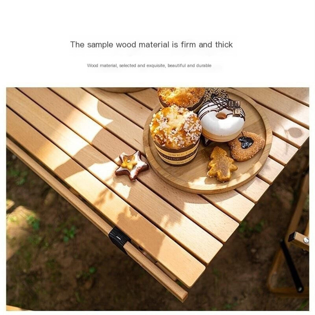 YFCDZVBH Portable Picnic Table, Solid Wood Egg Roll Table Outdoor Picnic Table (颜色 : Medium-Size)