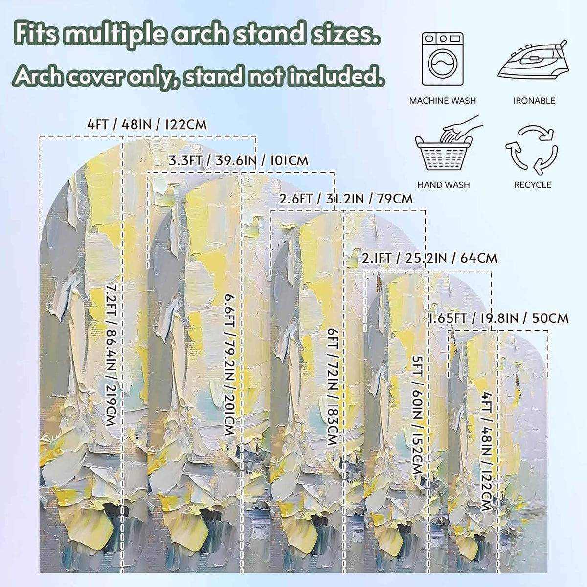 Jnbasdffb 7.2 Abstract Geometric Wedding Arch Cover, Stretchy Spandex Arch Backdrop Stand Covers FT, Simple Yellow Blue