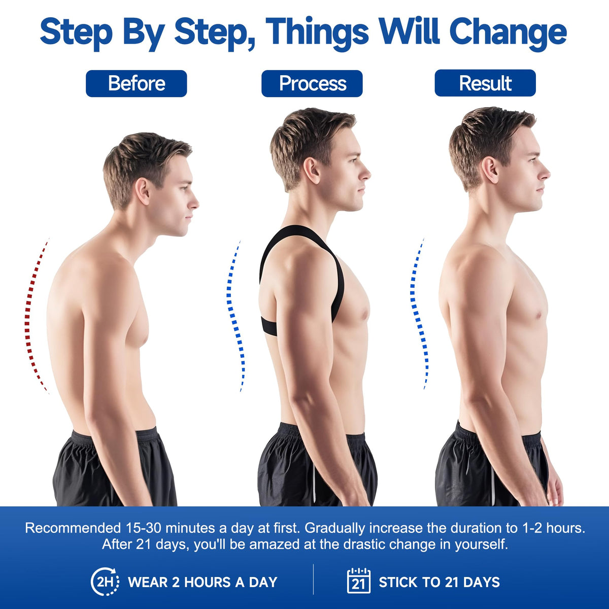Abismat Back Posture Corrector for Men Women, Invisible Back Brace Shoulder Straightener for Neck Shoulder & Upper Back Pain Relief, (Chest Size 27"-38")