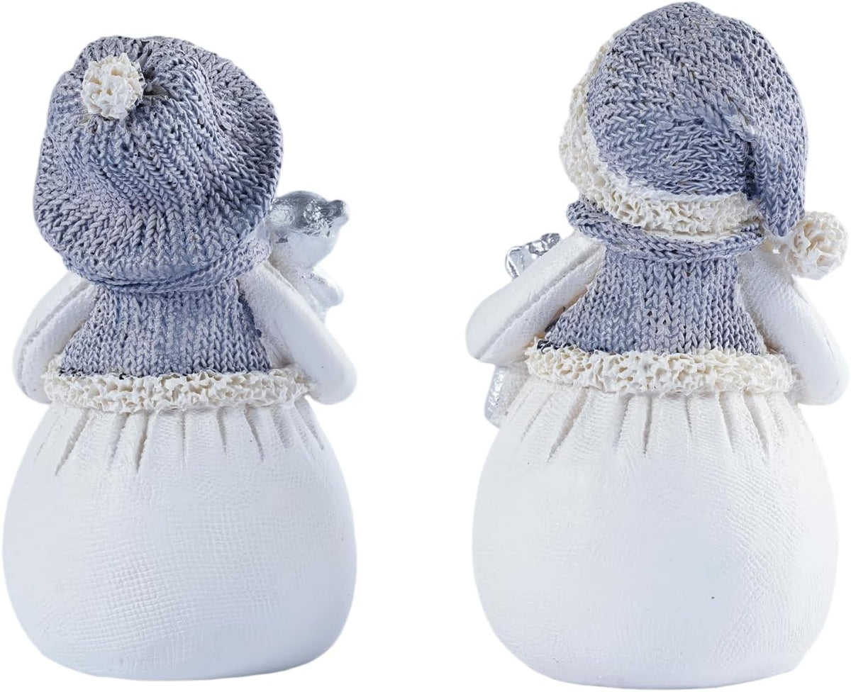 Skiennix 2-Piece Snowman Figurines - Charming Christmas Decorations for Winter Table Centerpieces