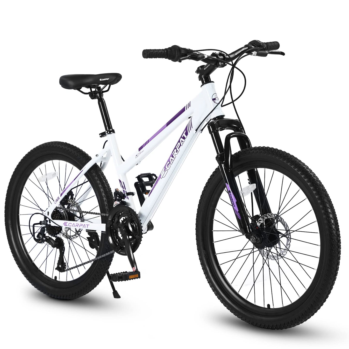 Ecarpat Women's Mountain Bike 24/26 Inch Wheels, 21-Speed Trail Commuter City Mountain Bikes, 15"/17" Carbon Steel Frame Female Bicycles Disc Brakes Front Fork