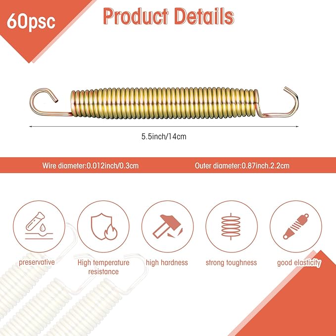 Tudomro Trampoline Springs Replacement - Heavy Duty Stainless Steel Weather Resistant Metal Trampoline Pulling Tool Accessories