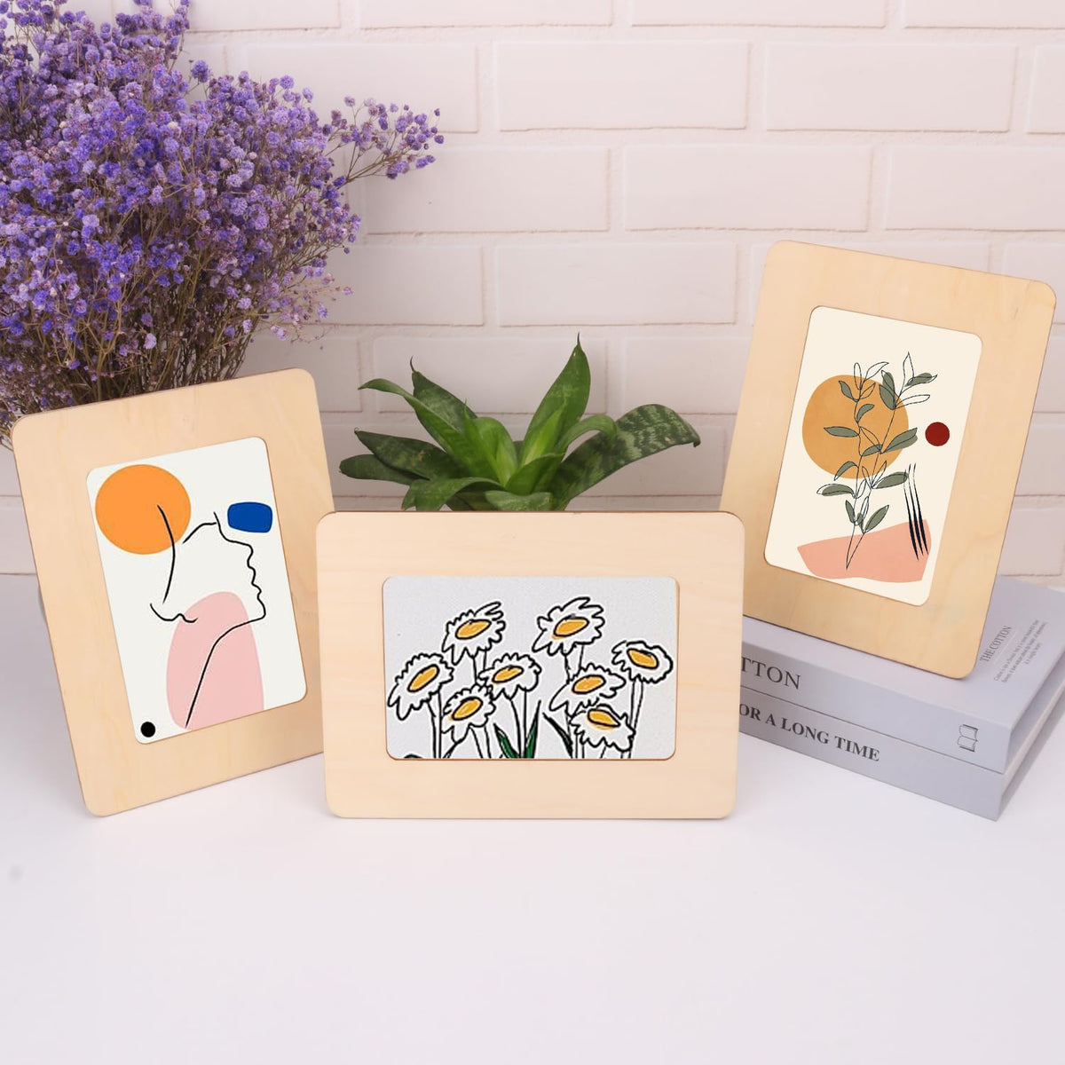 kukmakri 30 PCS Unfinished Wooden Picture Frames Set with 4.72 x 6.81 inch Photos, Wooden Frames for Crafts, Standing Postcard & Photos Picture Frame Set –Suitable for Crafts DIY, Souvenir Decoration