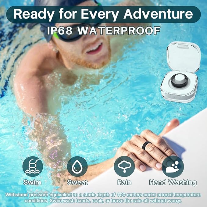 Smart Rings for Women Men,Fitness Tracker Ring,Heart Rate,Blood Oxygen,Blood Pressure,Step Tracker,Sleep Monitoring,No Subscription Fee,IP68 Waterproof Smart Ring for iphone&Android(Black 10)