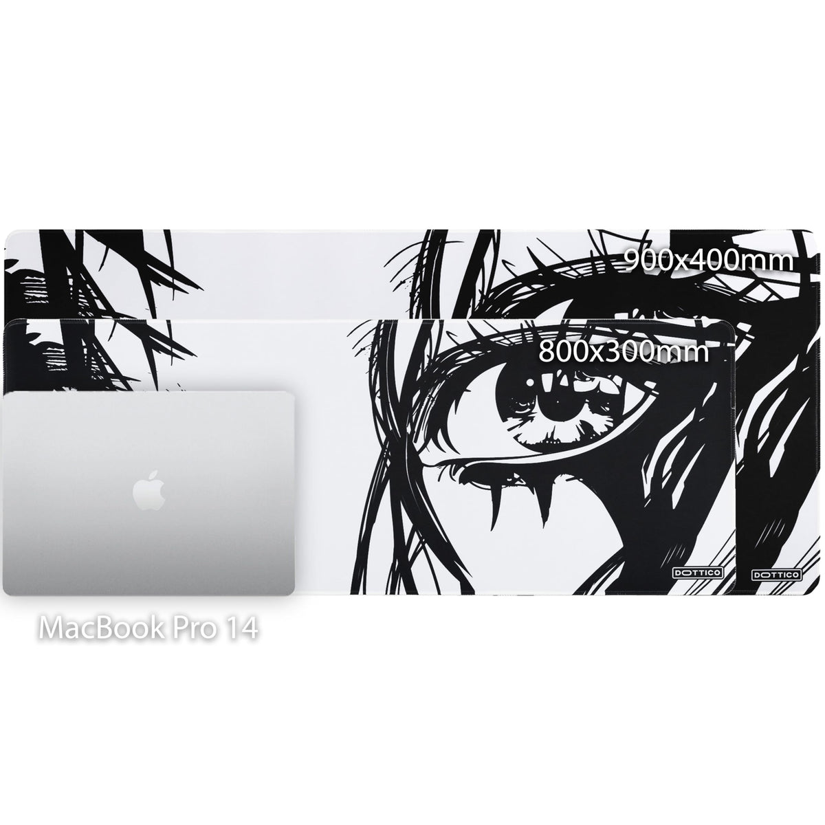 DOTTICO XL Anime Eyes Mouse Pad – Large Manga Girl Desk Mat 31.5x11.8 – Non-Slip, Water-Resistant, Stitched Edges – Aesthetic Japanese Gaming Mat