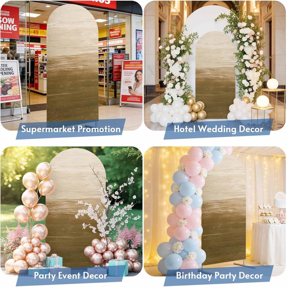 Jnbasdffb 6 Brown Ombre Wedding Arch Cover, Stretchy Spandex Arch Backdrop Stand Covers FT, Modern Abstract Art Ocean