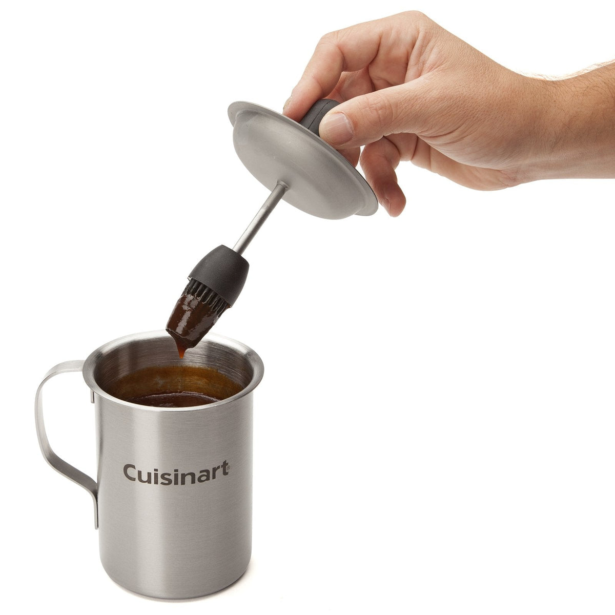 Cuisinart Sauce Pot and Basting Brush Set, 16 oz. Stainless Steel Grill Accessory with Silicone Basting Brush for Cooking & BBQ, Easy to Clean BBQ Accessories for Smoking and Grilling