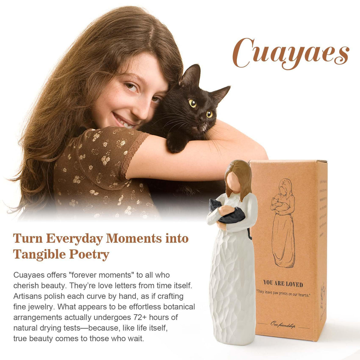 Cuayaes Black Cat Memorial Gifts for Women, Resin Cat Figurines Decor for Cat Lovers, Pet Friendship Guardian Angel Statue, Loss of Cat Sympathy Gift Remembrance Gifts for Cat Mom