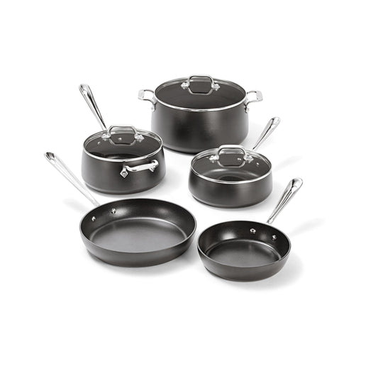 All-Clad HA1 Hard Anodized Nonstick (8-Piece) Pots and Pans Set Non Stick Cookware Sets, Oven Broiler Safe 500F, Black